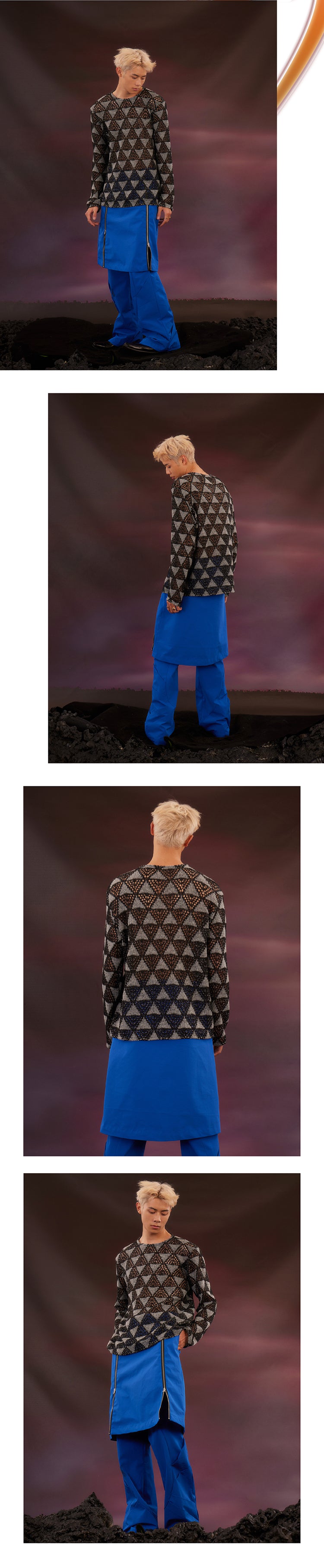 Triangle hollow fishing net sweater