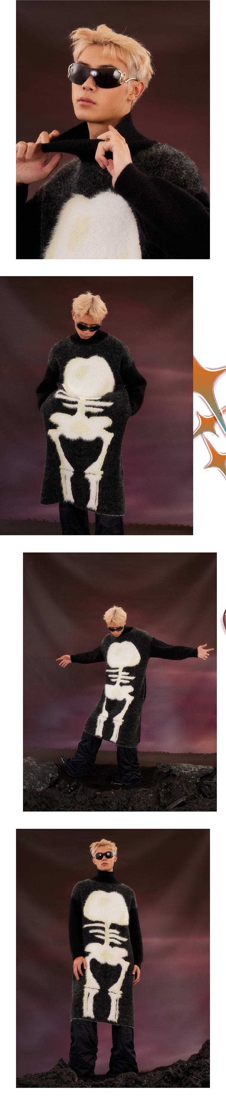 Black fishbone long sweater