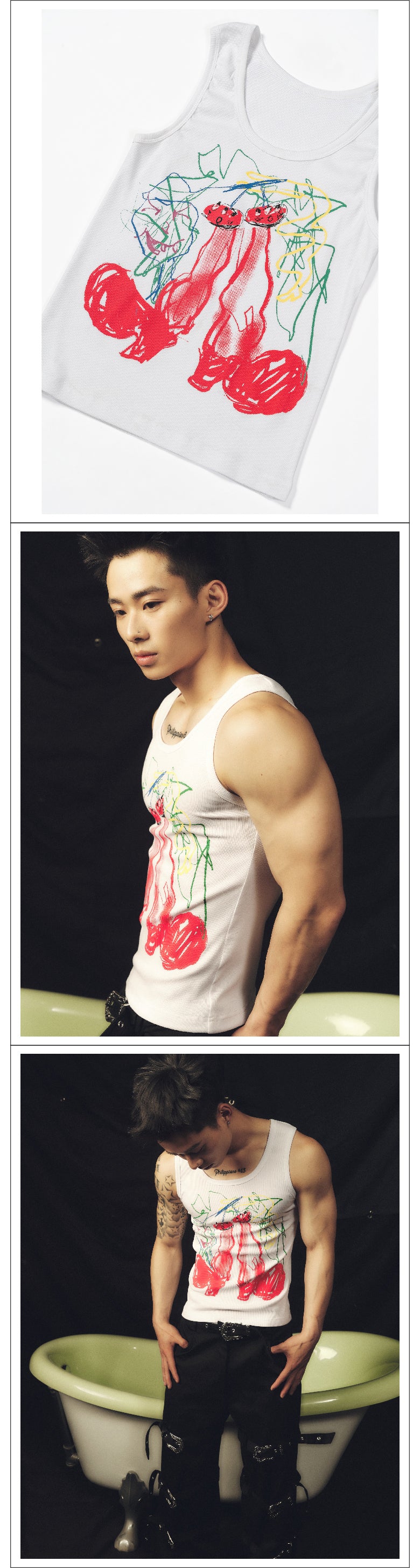 Cherry Graffiti Short Stroke Tank Top