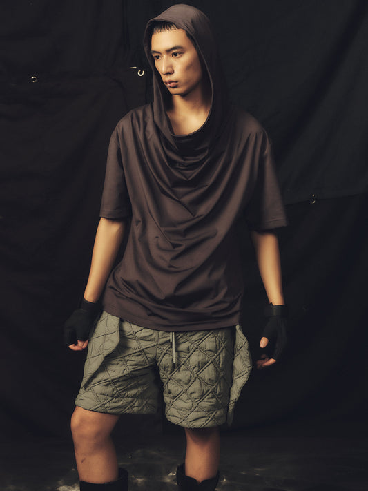 Boxing style pleated hoodie T-shirt