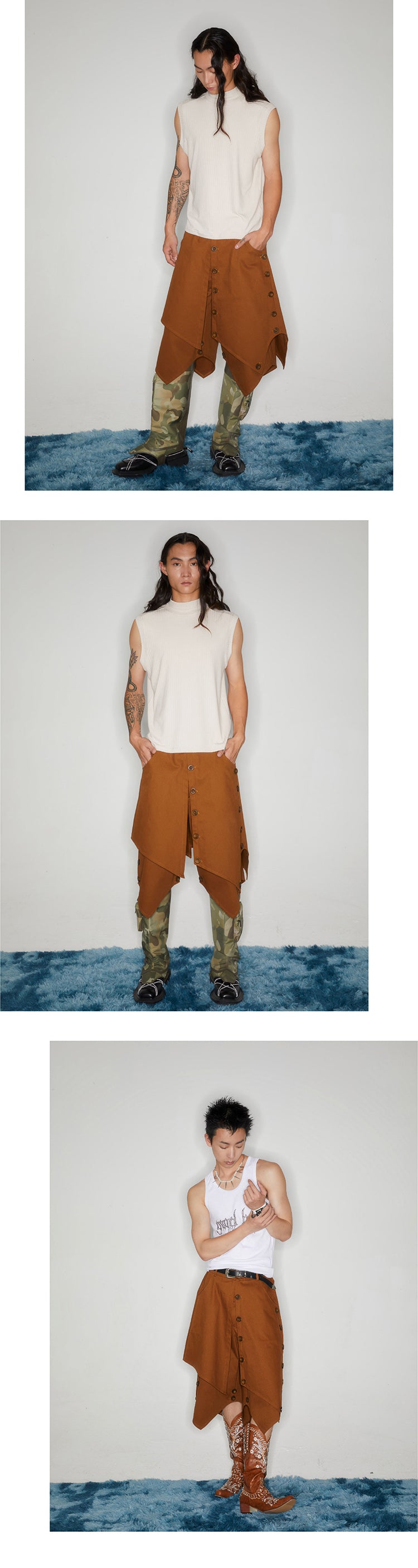 Multi layer button ronin pants