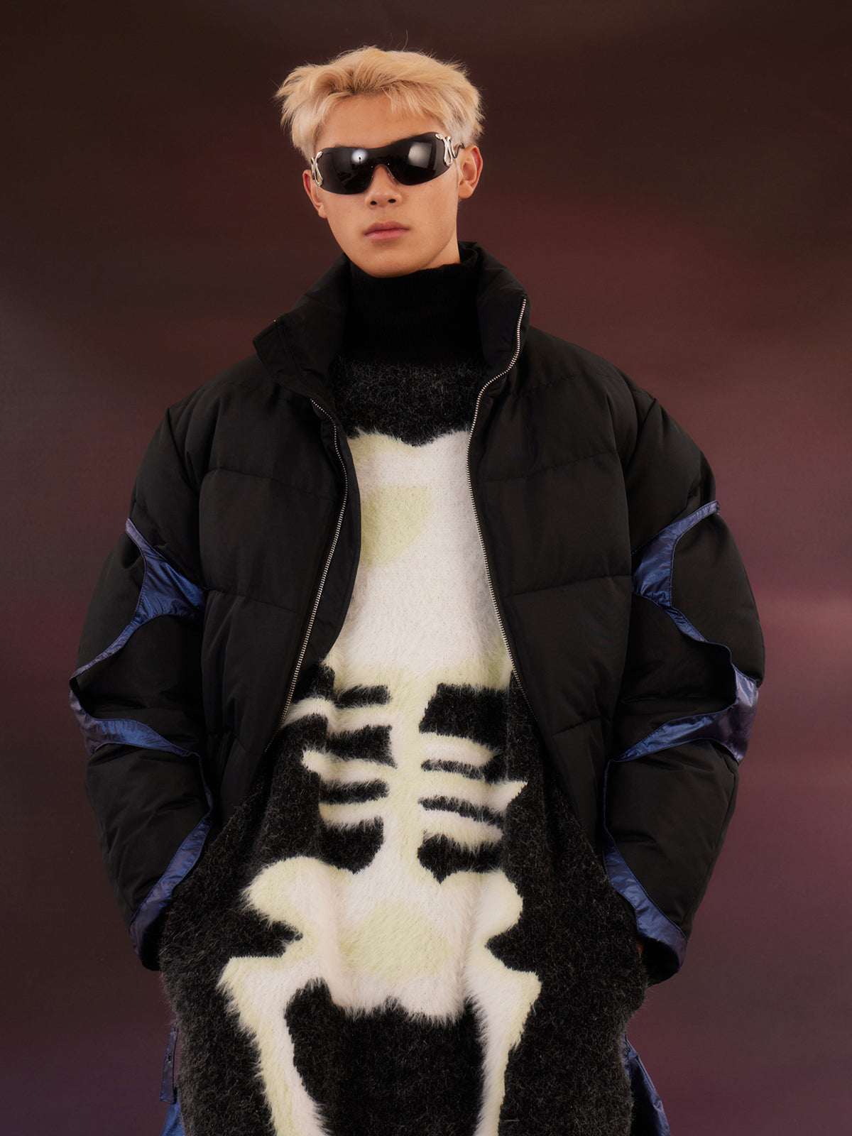 Black fishbone long sweater