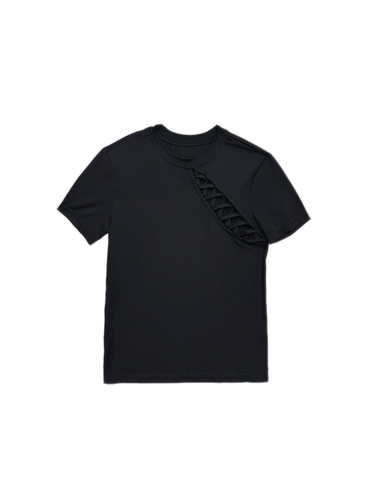 Ripped Cross-Back Short Sleeve Top