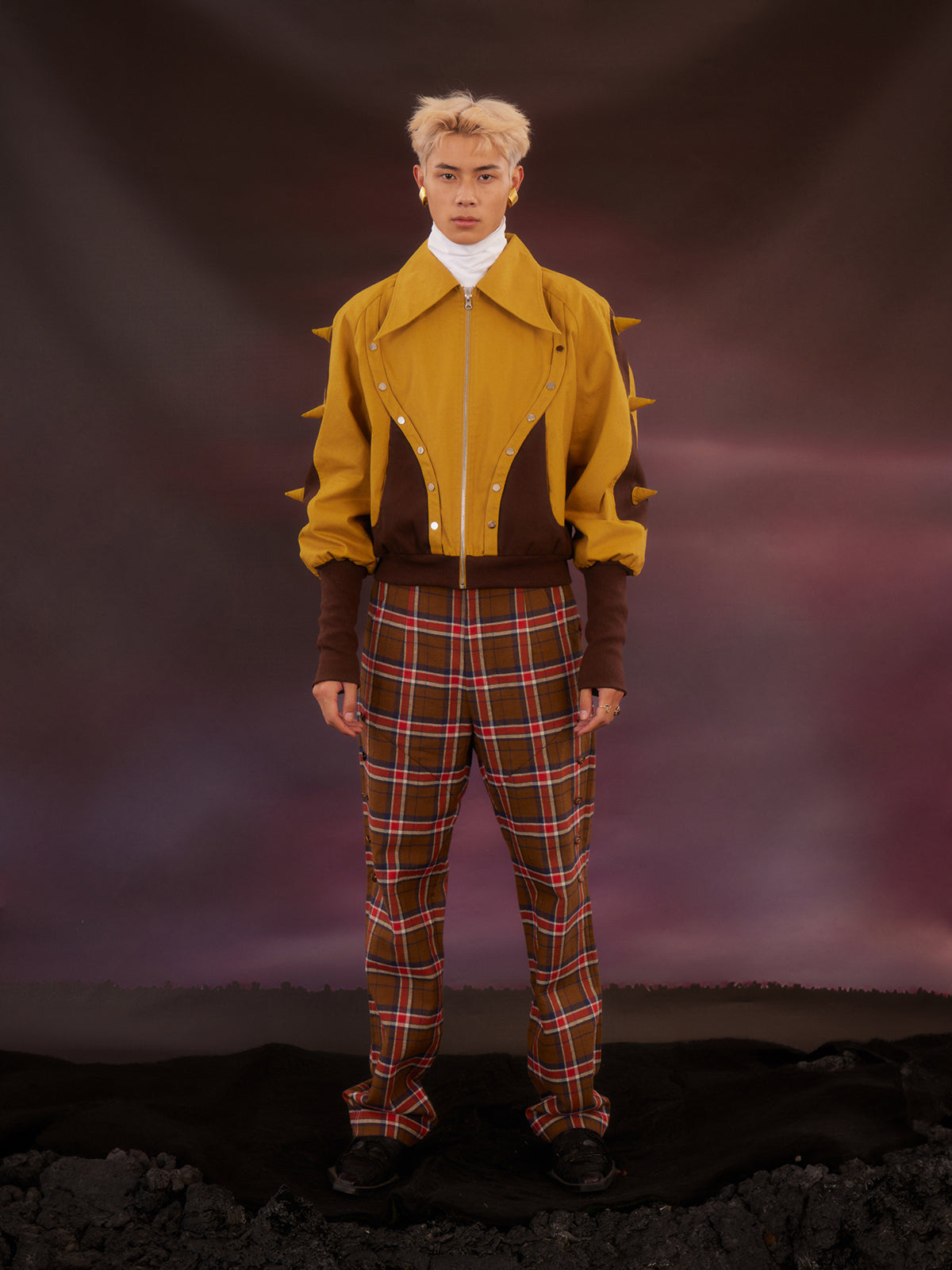 Yellow patchwork short jacket