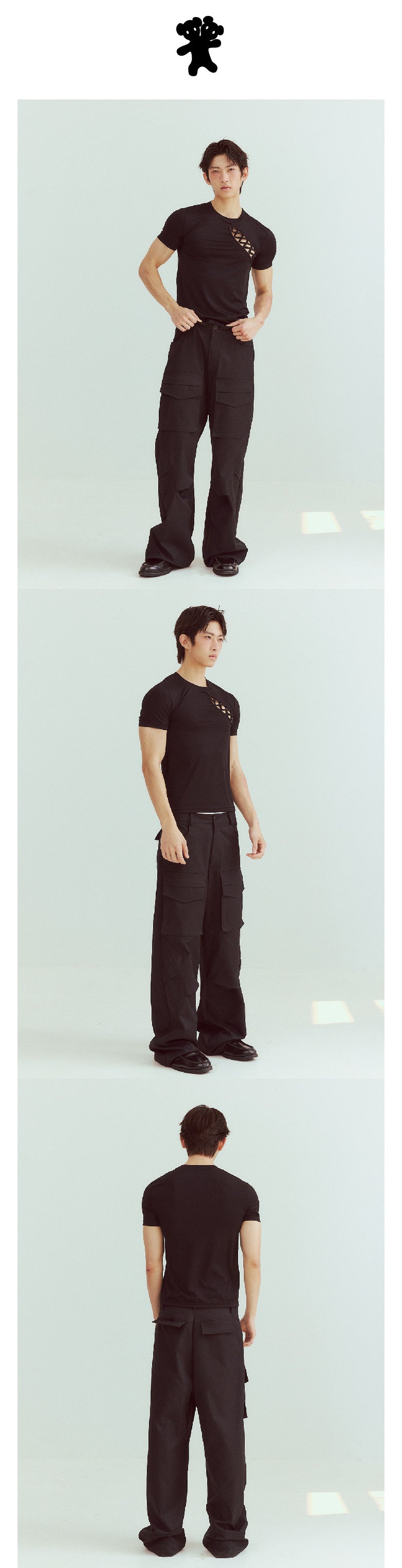 Ripped Cross-Back Short Sleeve Top