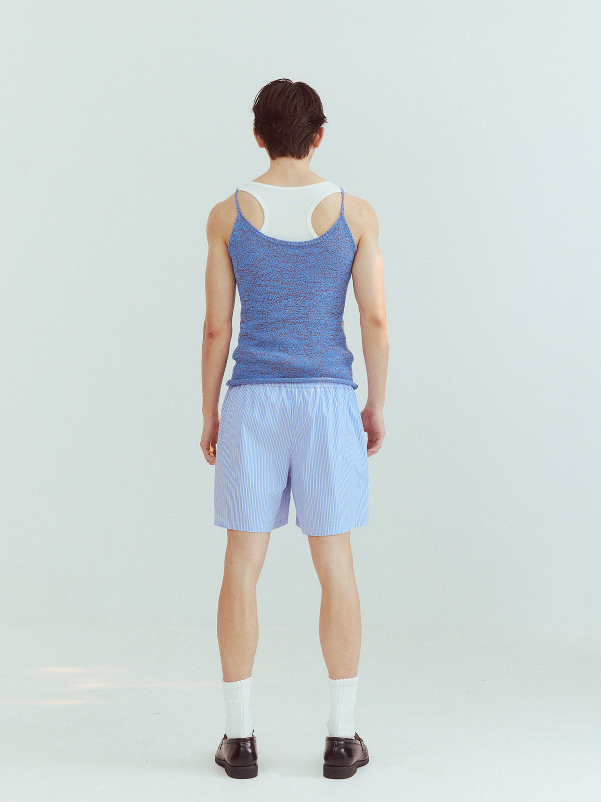 Thin shoulder strap mixed blue knitted camisole