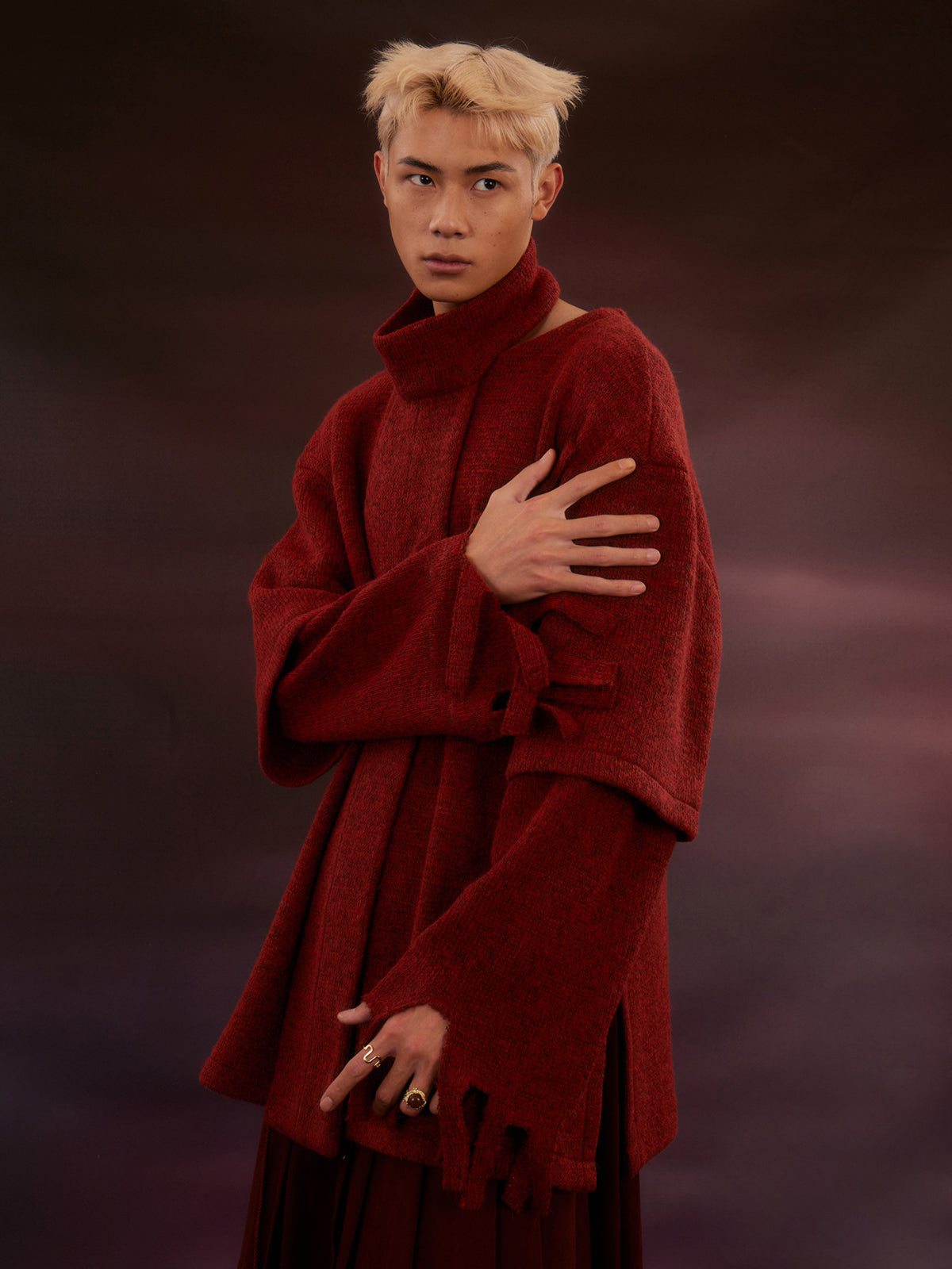 Scarf and tattered sweater