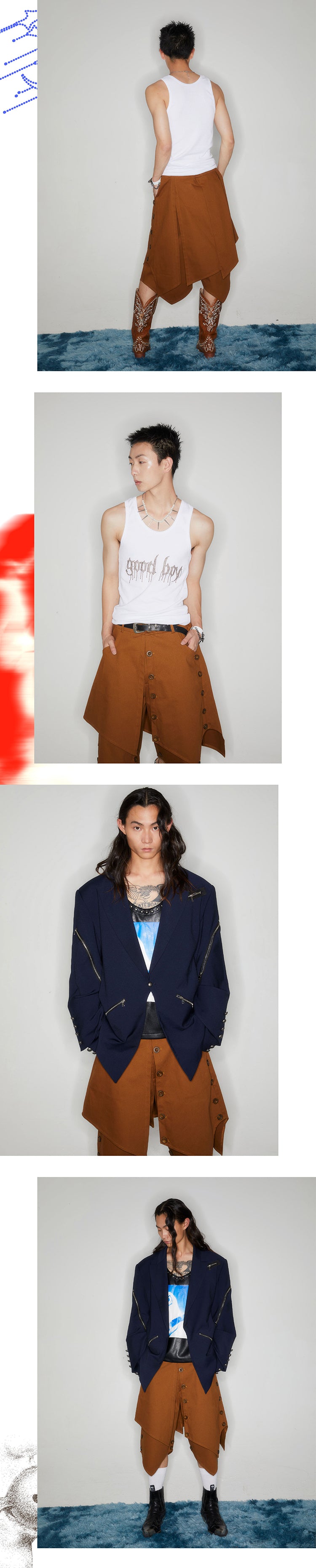 Multi layer button ronin pants