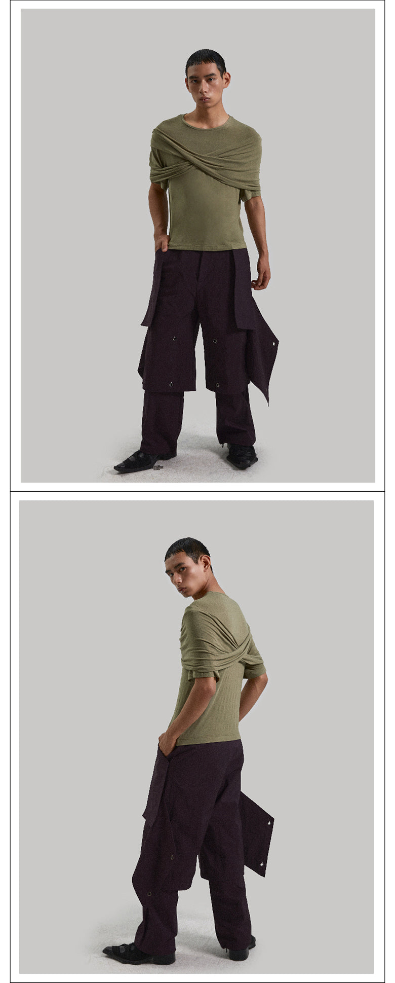 Two tone cross strap top