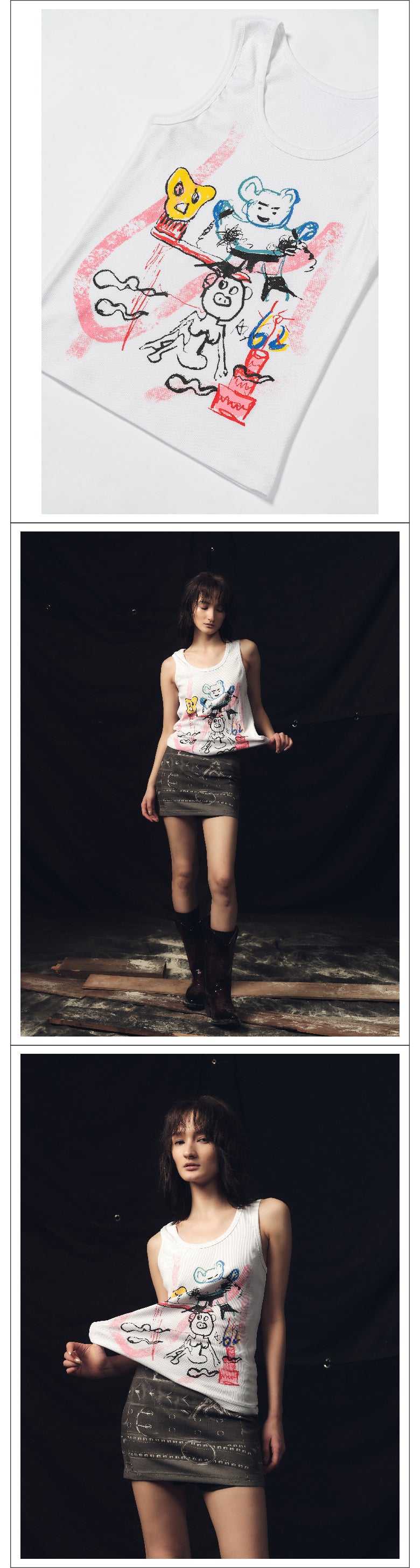 Small Animal Graffiti Short Stroke Tank Top