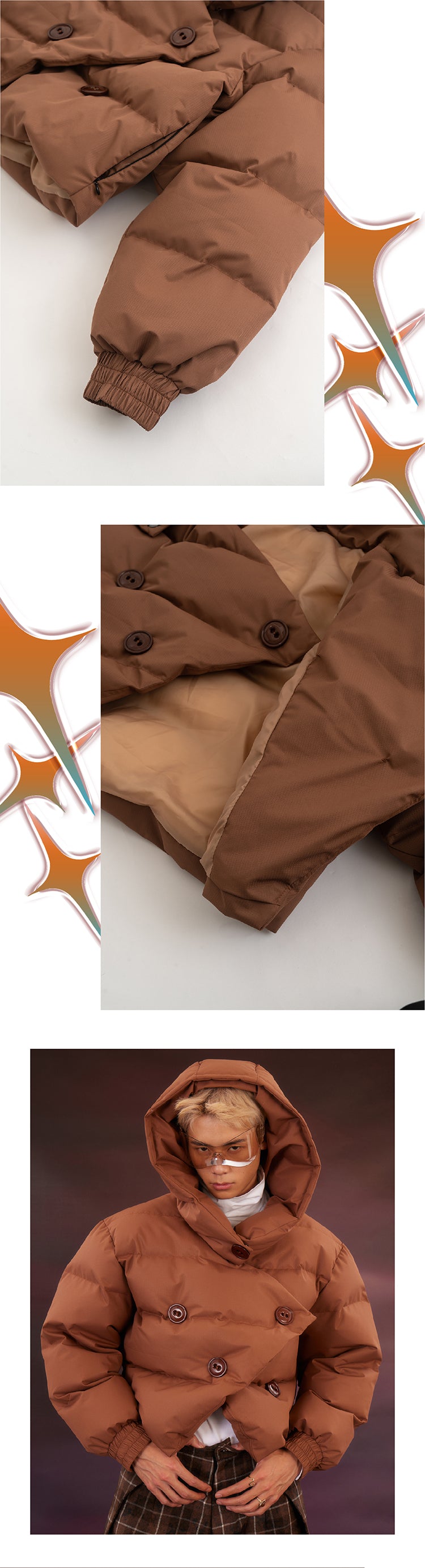 Brown Maillard Short Bread Down Coat