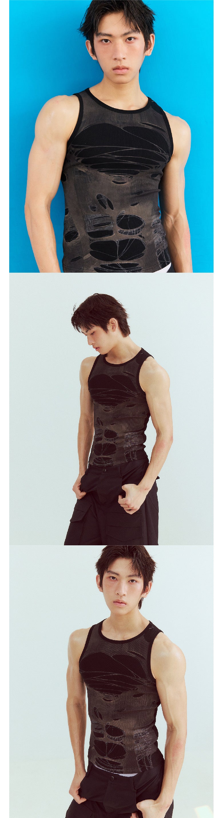 Torn print vest