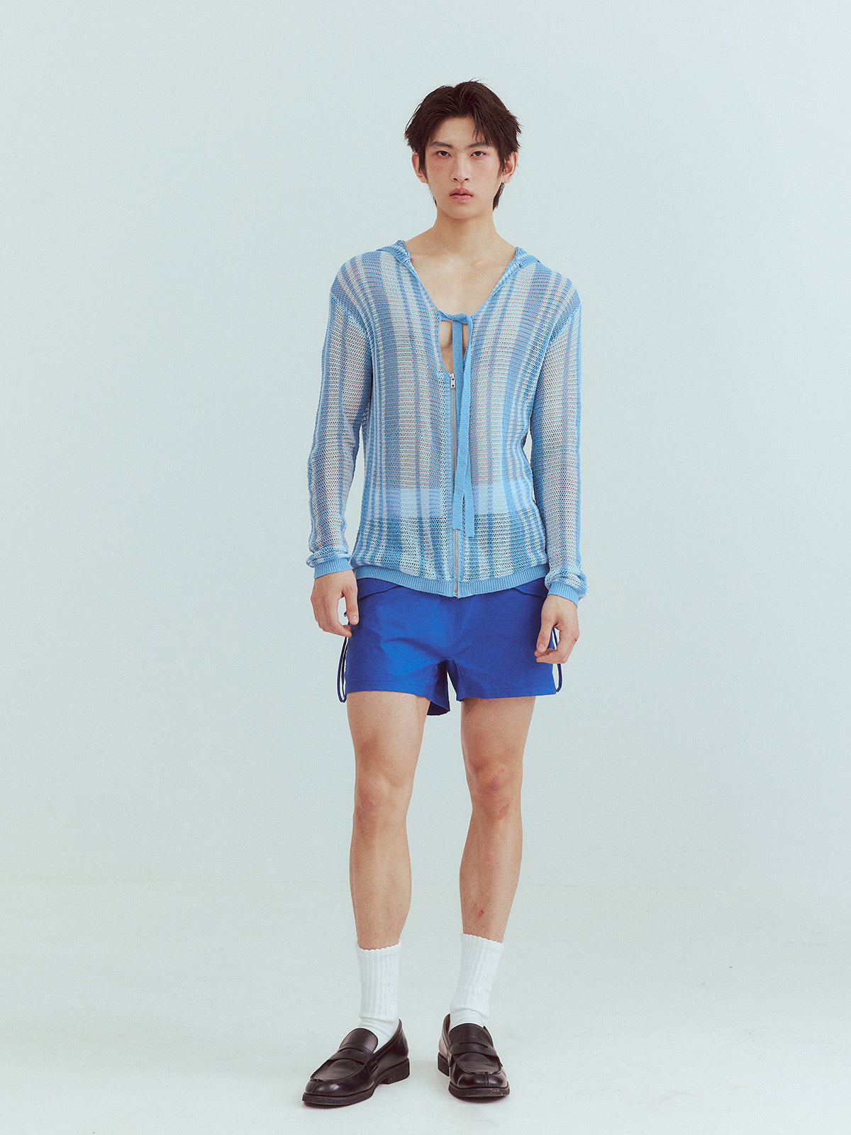 Vacation-style hollow-out knitted shirt