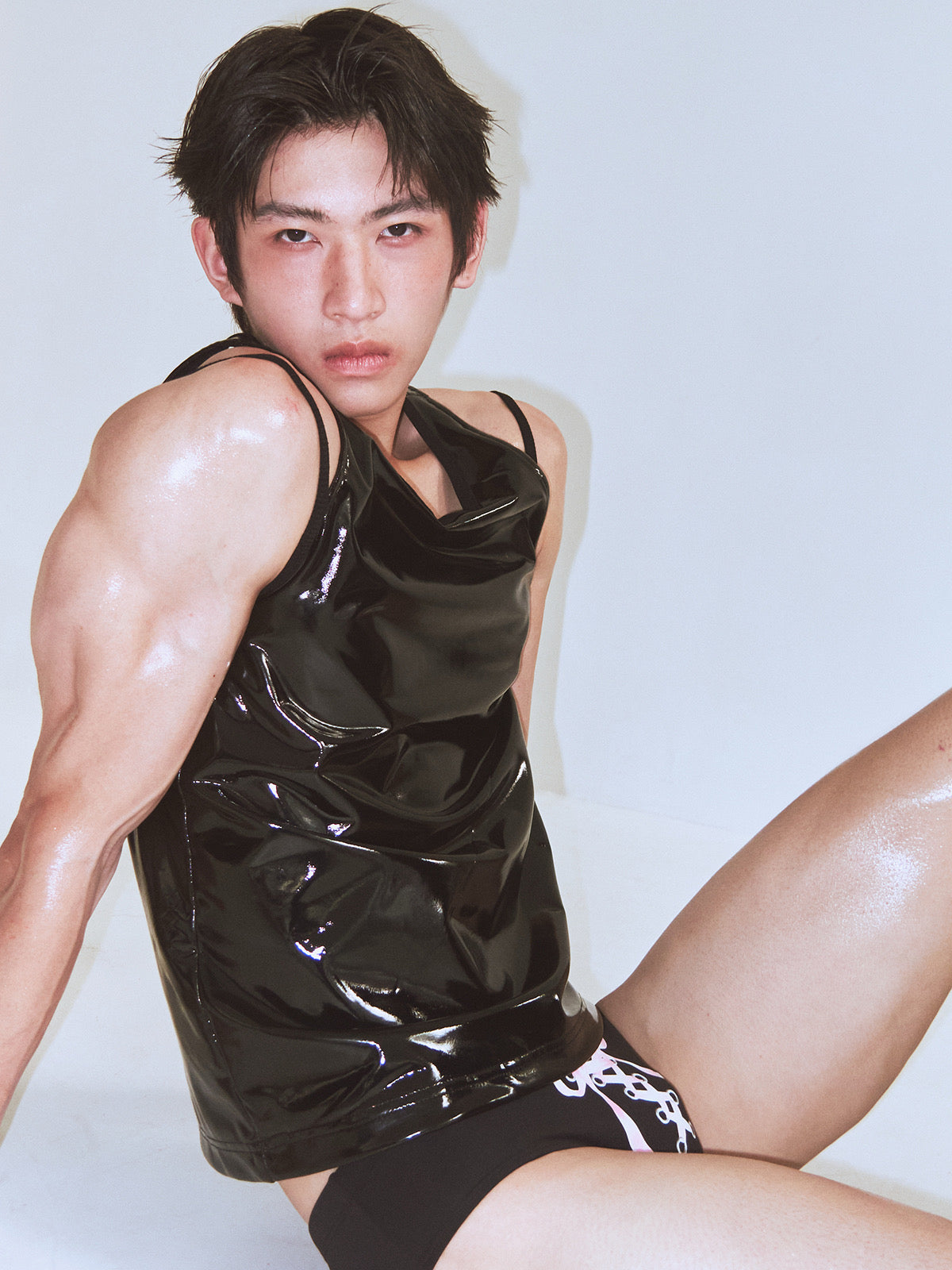 Patent leather deconstructed camisole