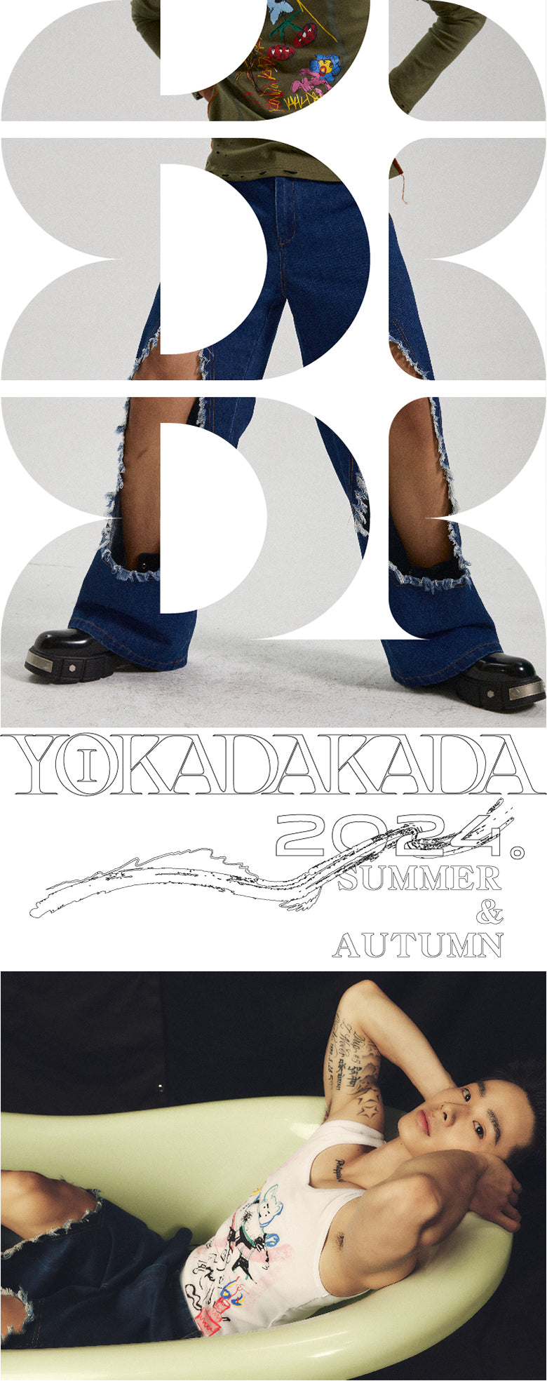 Oversized distressed washed jeans