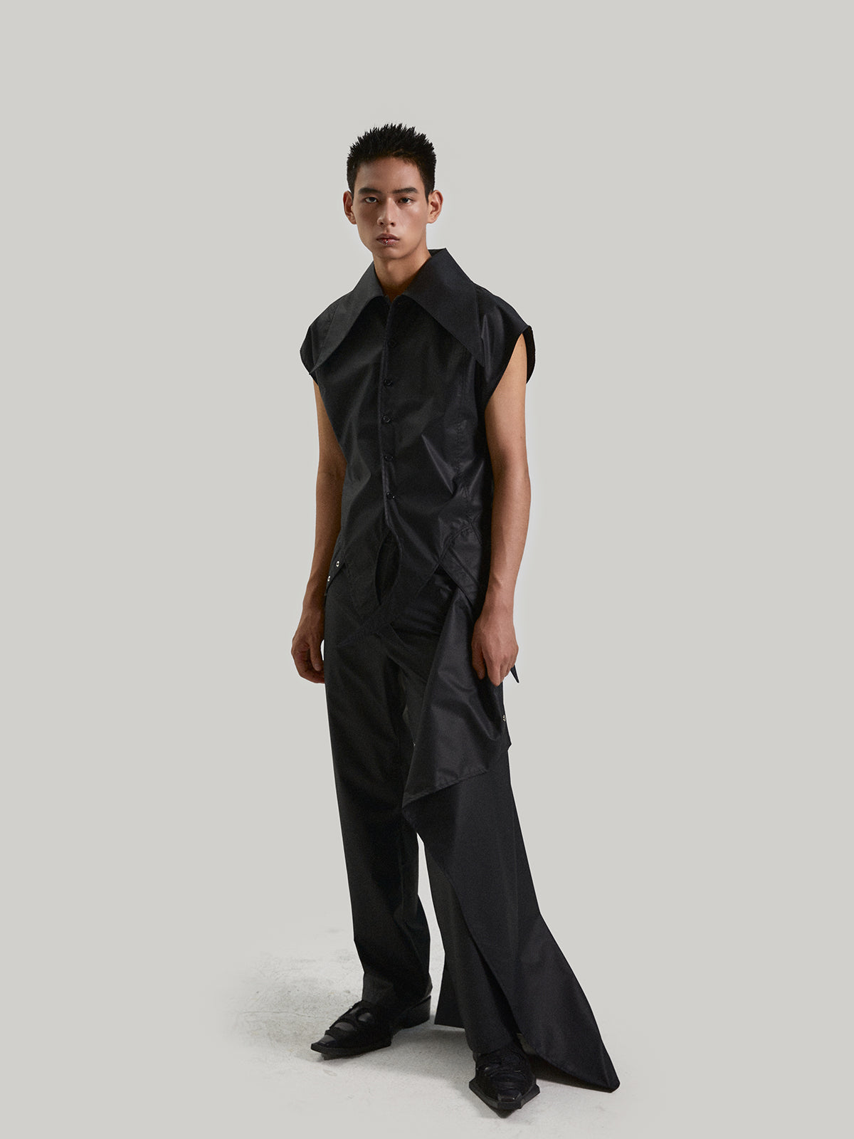 Black detachable apron pants