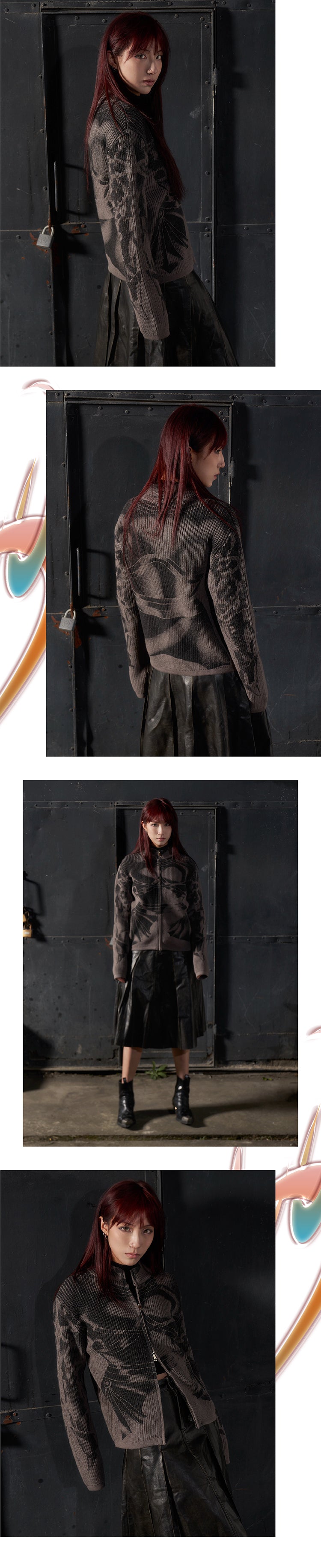 Armor printed sweater cardigan