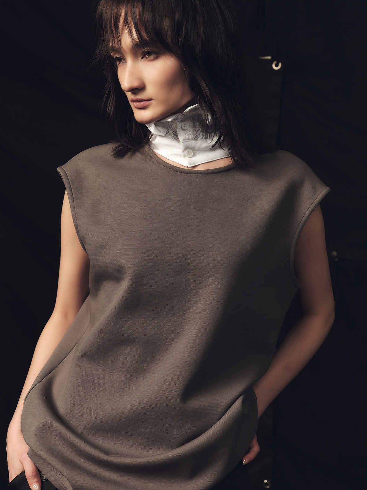 Palace White Shirt Collar Sleeveless T-shirt