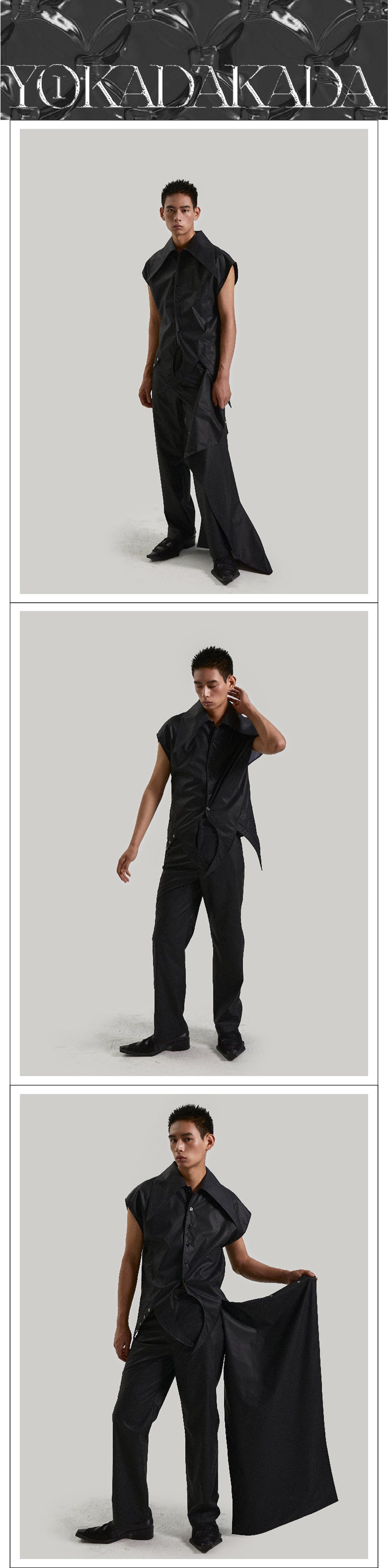 Black detachable apron pants