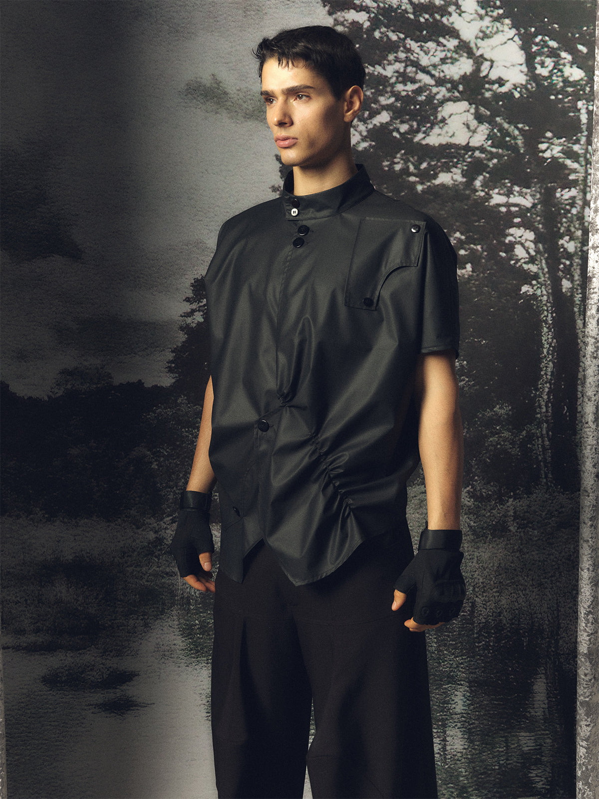 Black detachable apron pants