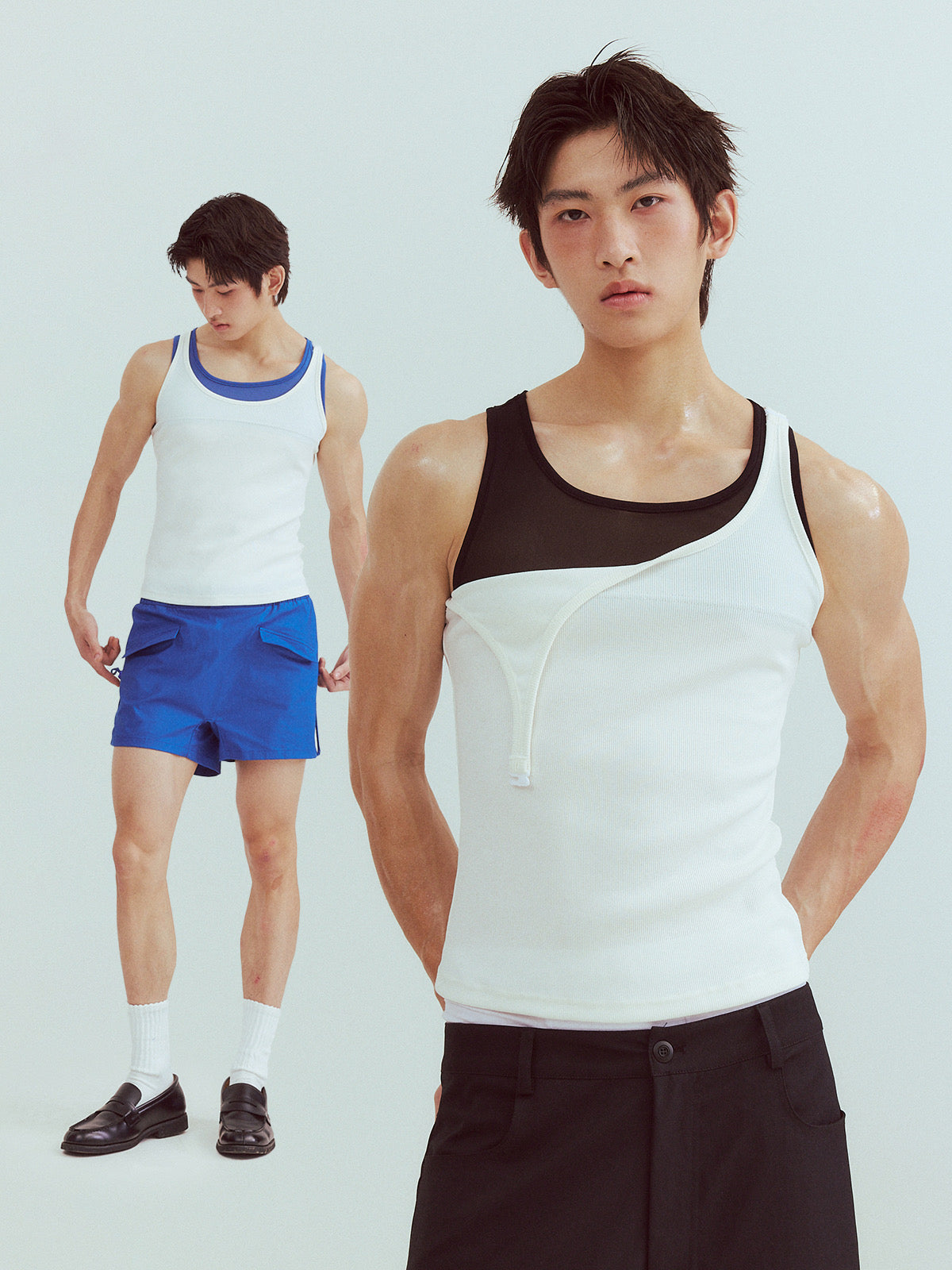 Strap double-layer double-color vest