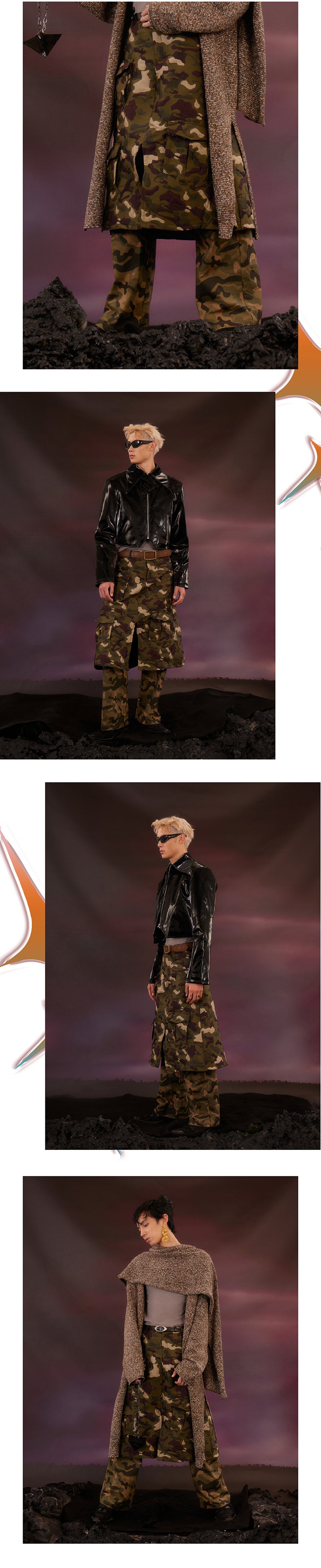 Camo double layered skirt pants