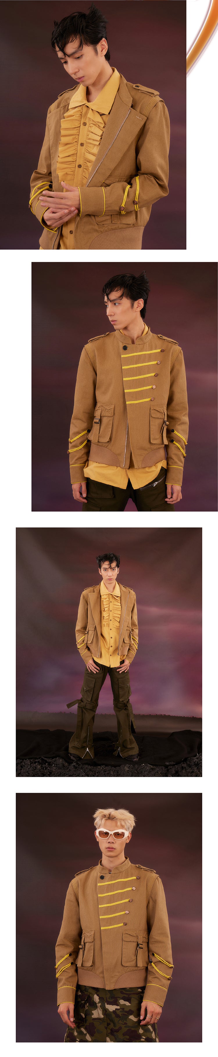 Khaki colored work clothes washed jacket