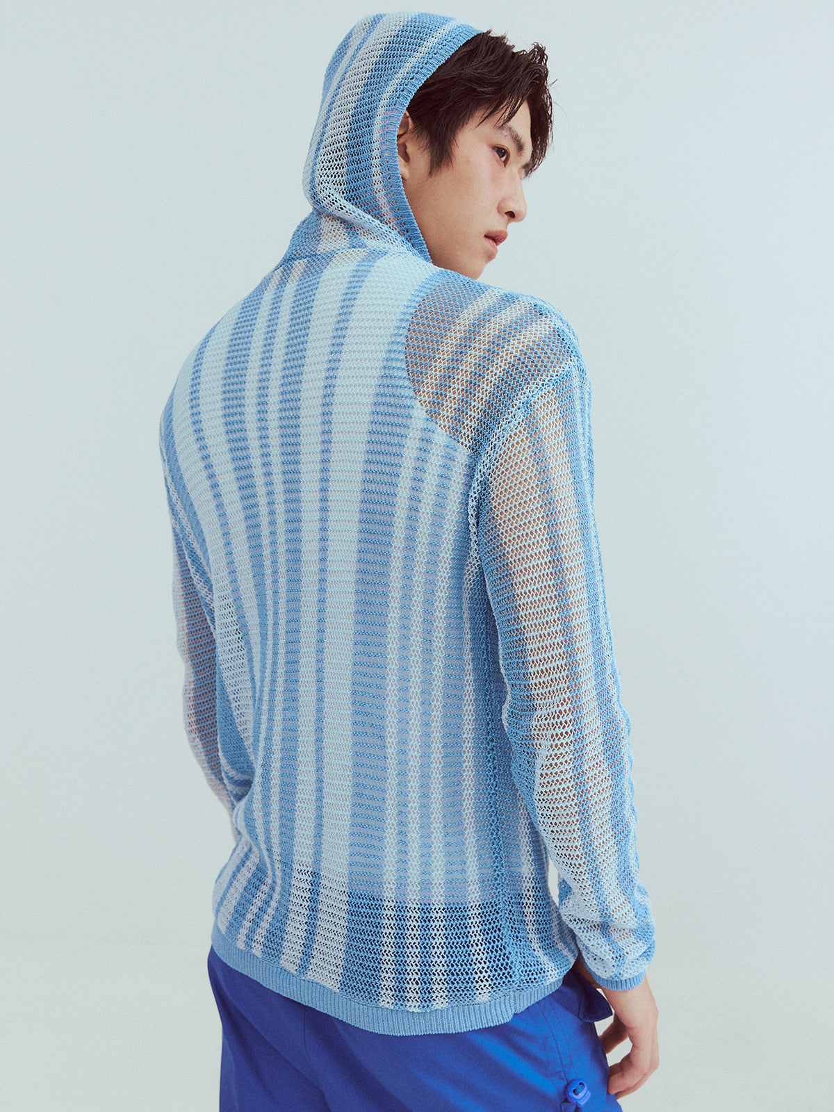 Vacation-style hollow-out knitted shirt