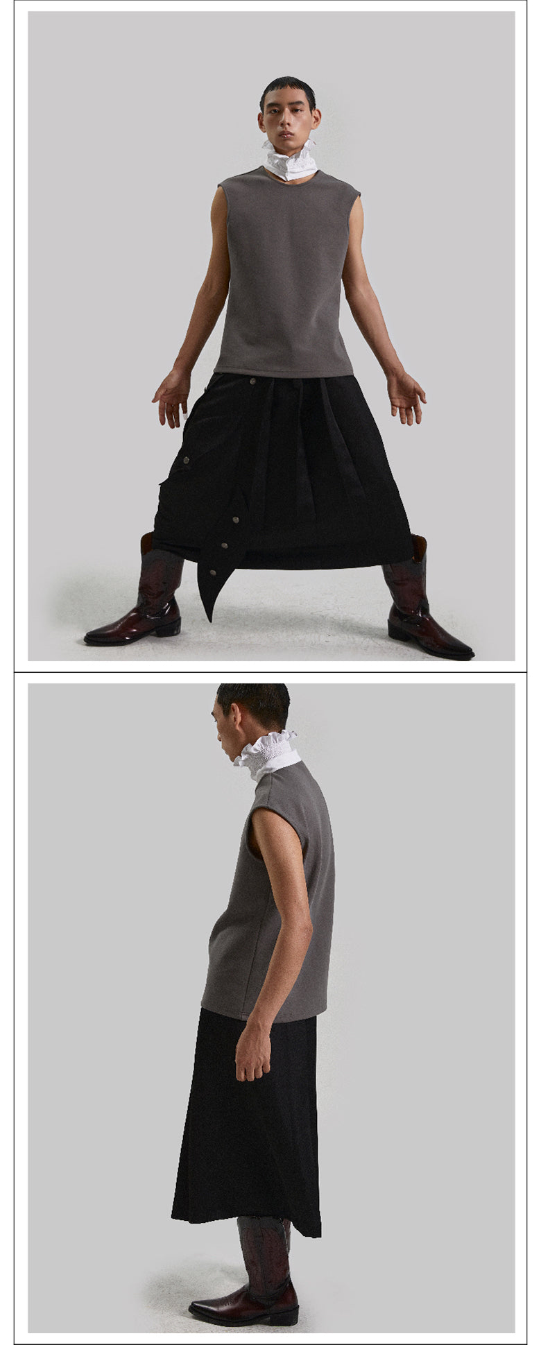 Palace White Shirt Collar Sleeveless T-shirt