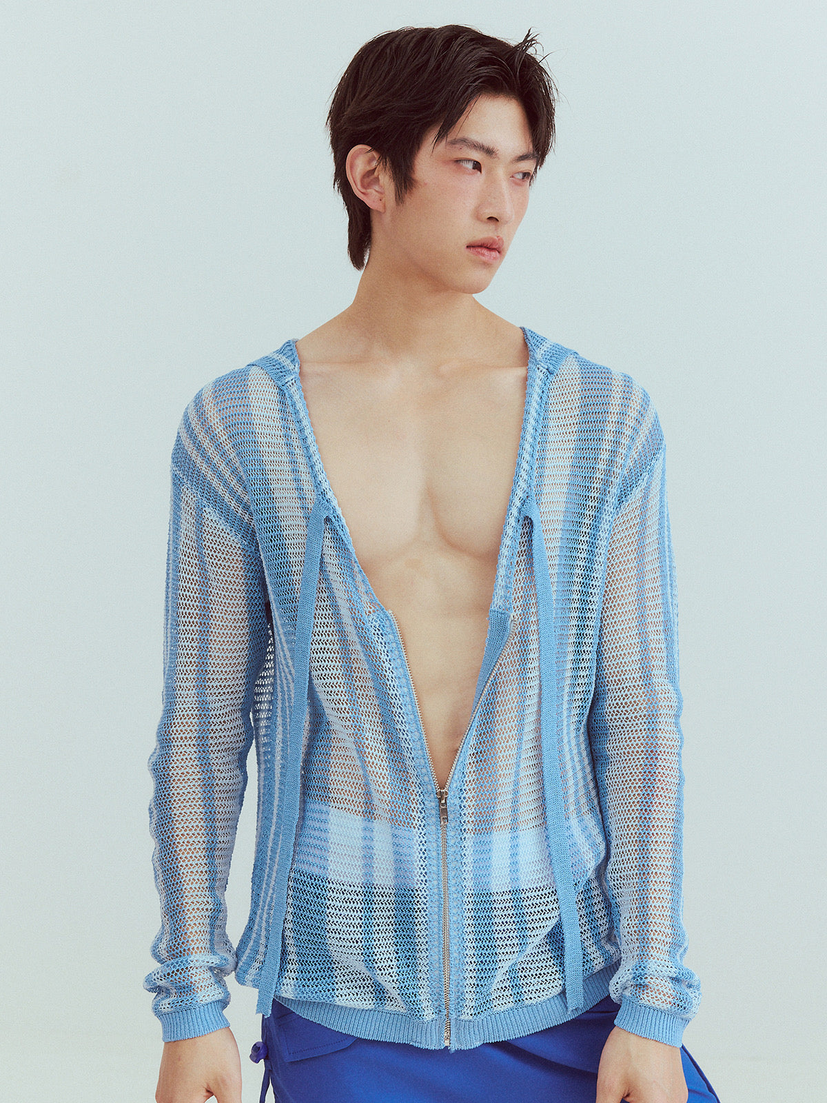 Vacation-style hollow-out knitted shirt