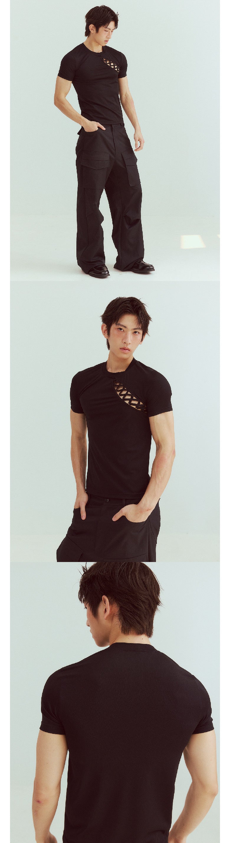 Ripped Cross-Back Short Sleeve Top