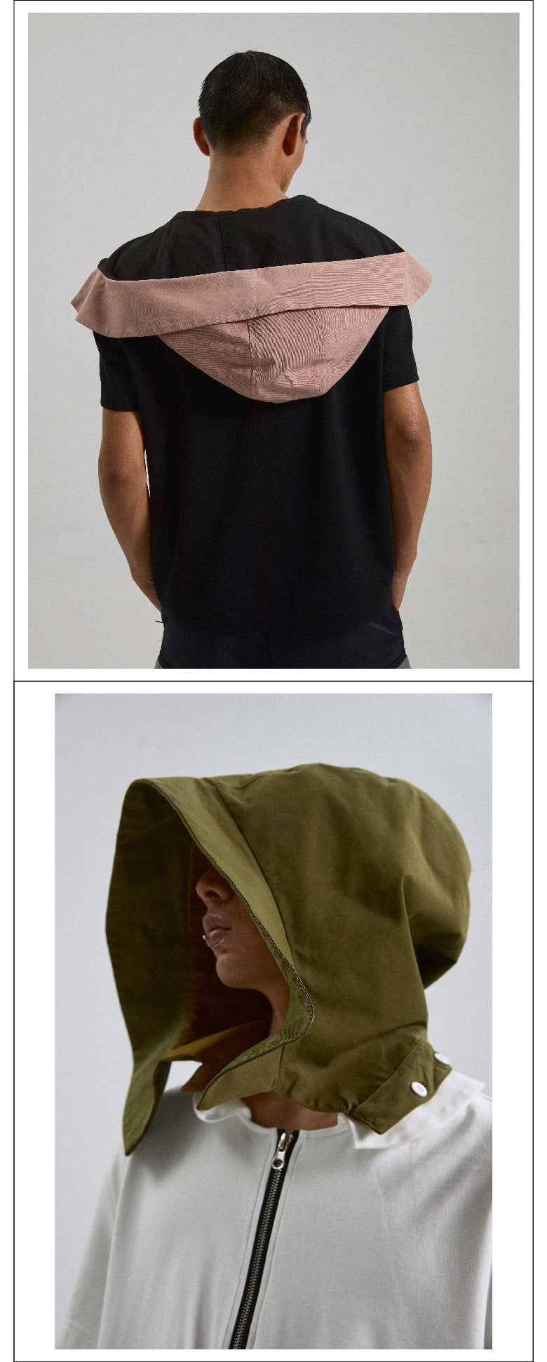 Two tone large hat detachable T-shirt