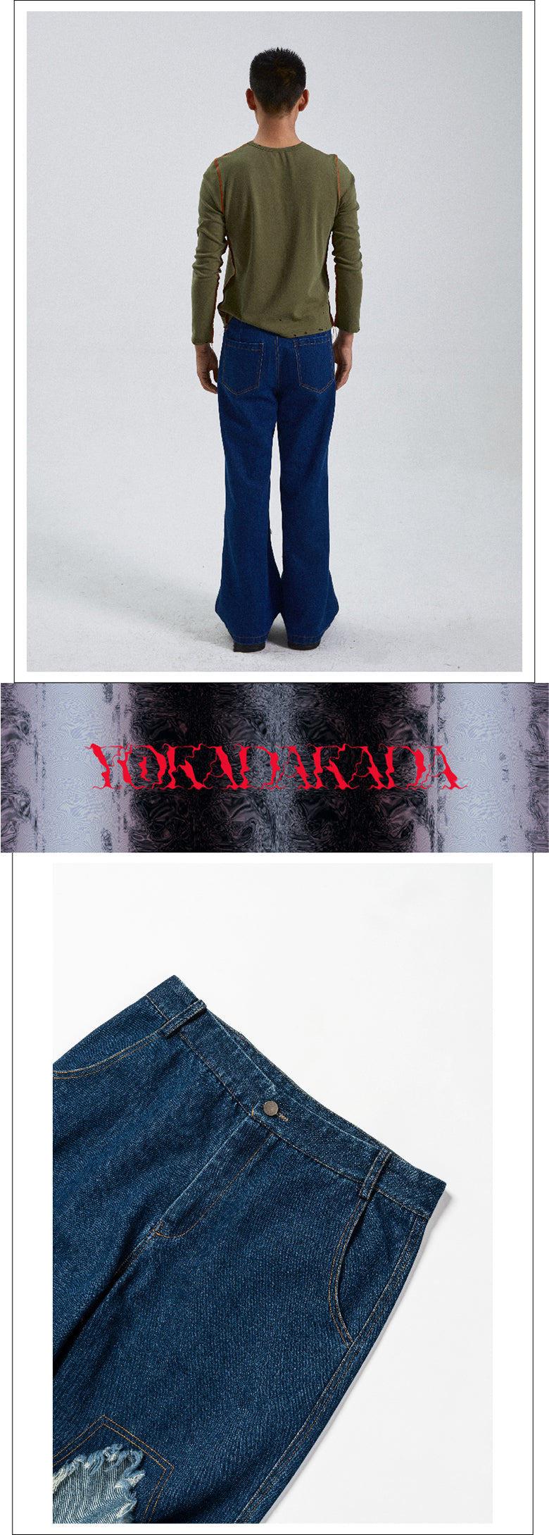 Oversized distressed washed jeans