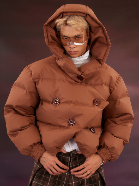 Brown Maillard Short Bread Down Coat