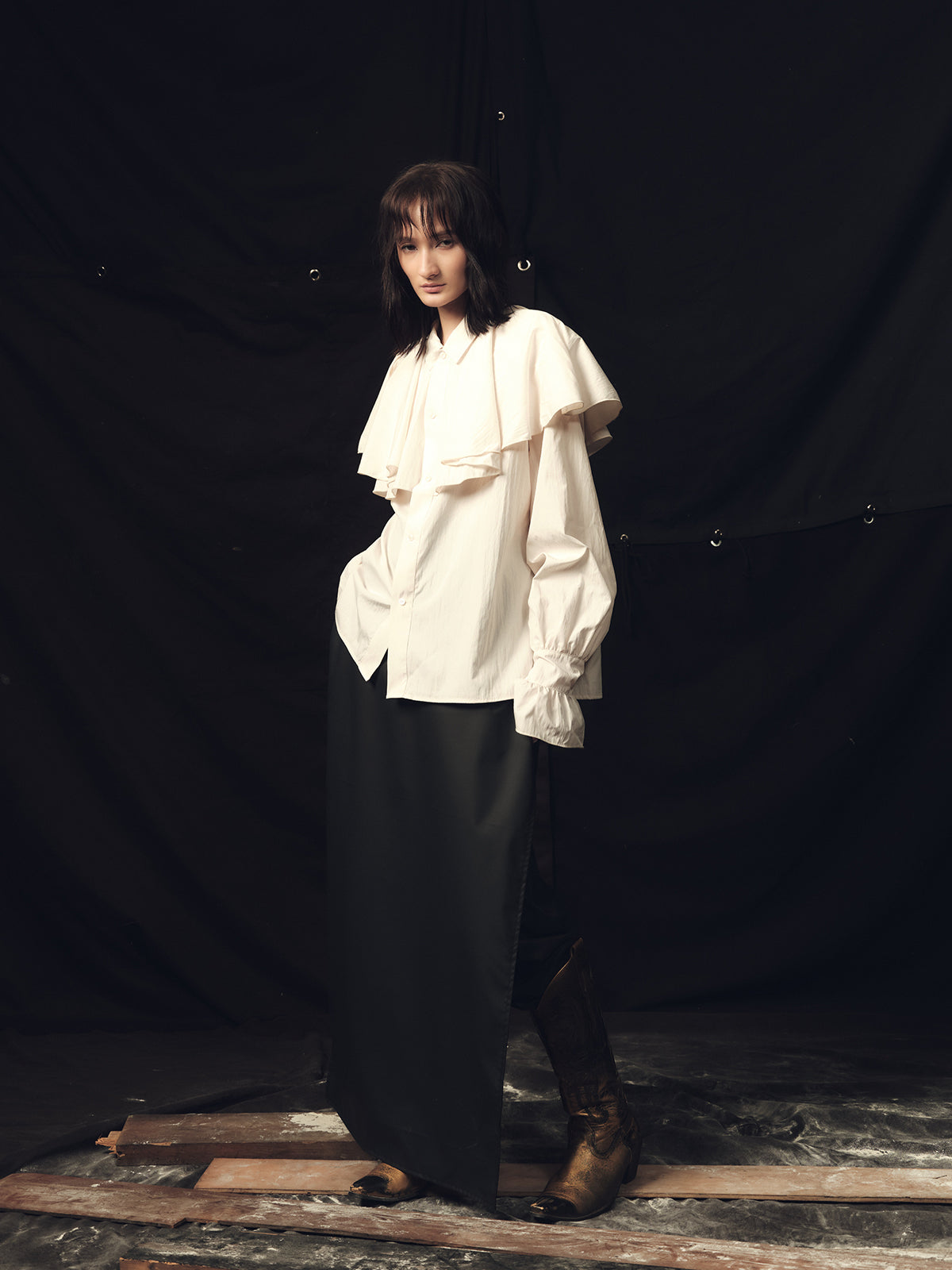 Black detachable apron pants