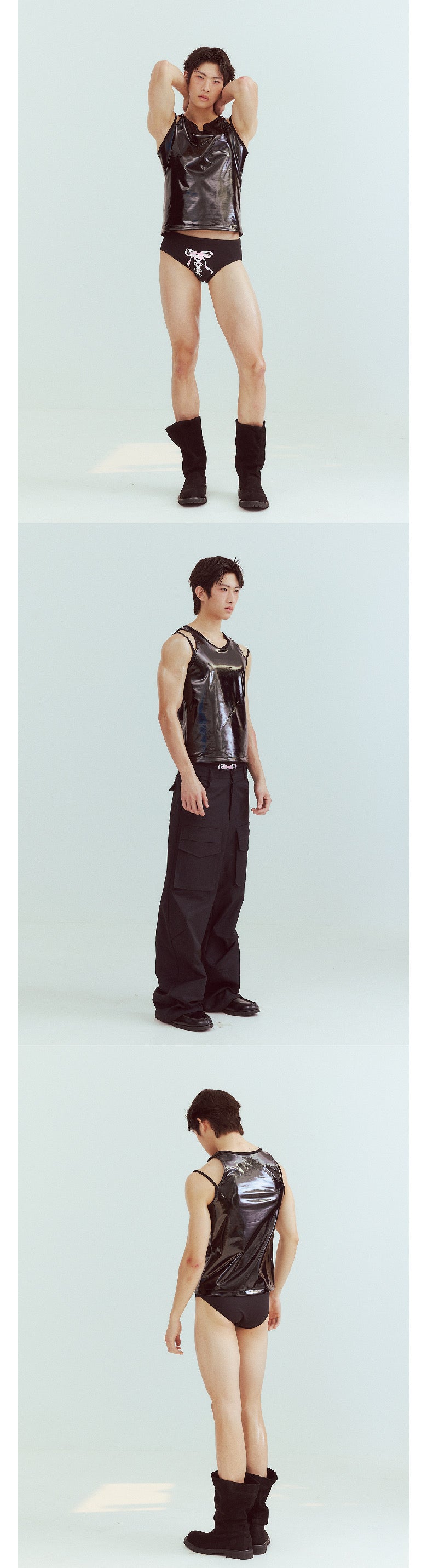 Patent leather deconstructed camisole