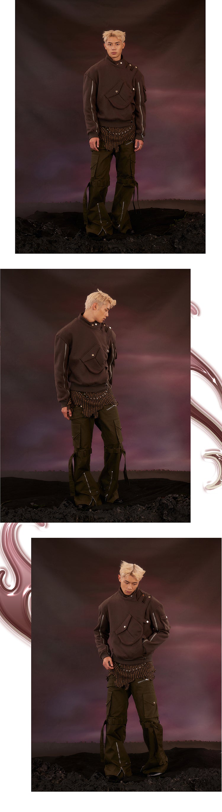 Zipper detachable button hoodie