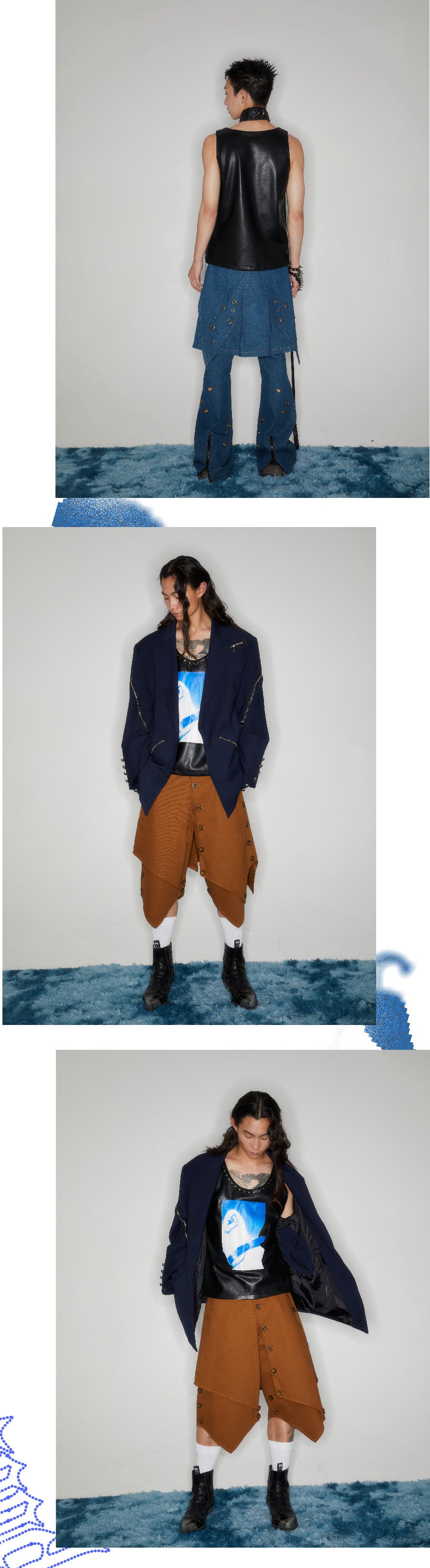 Printed rivet leather vest