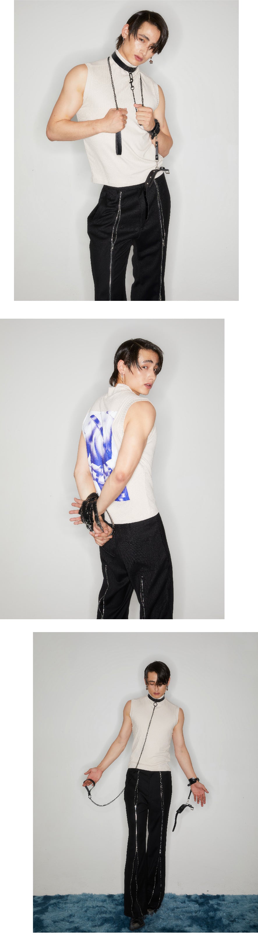 Back printed sleeveless small high neck top