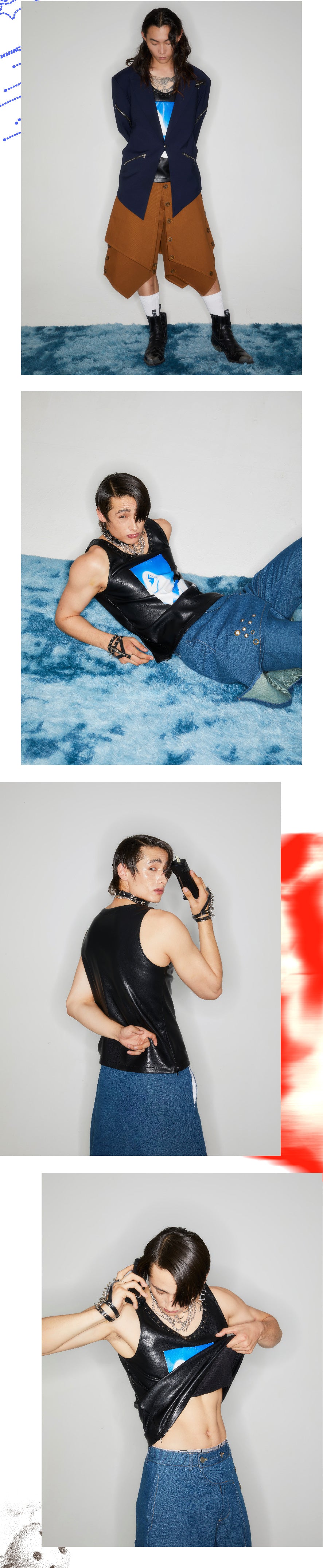 Printed rivet leather vest