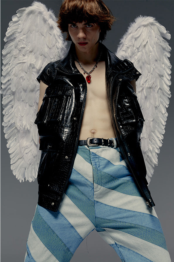 Silhouette wide shoulder vest