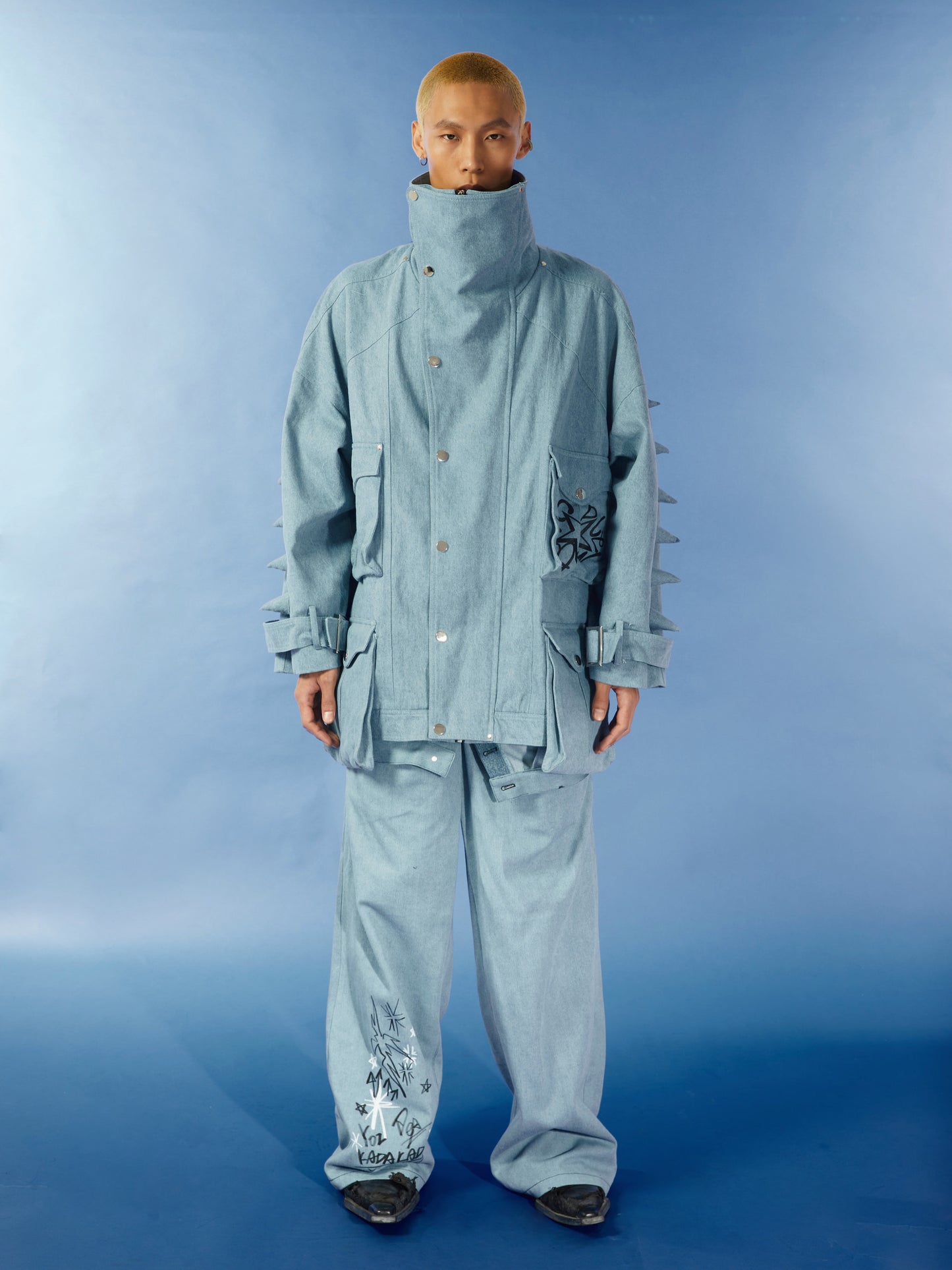 Loose vintage wash denim jacket