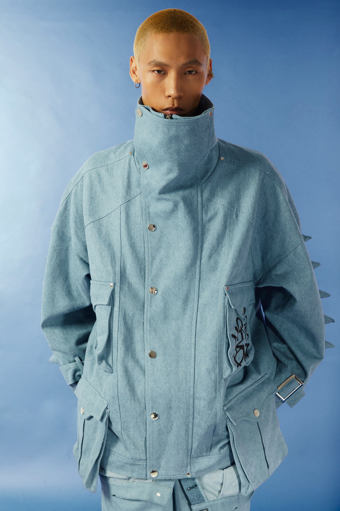 Loose vintage wash denim jacket