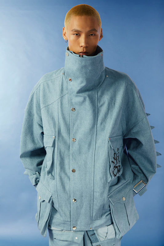 Loose vintage wash denim jacket