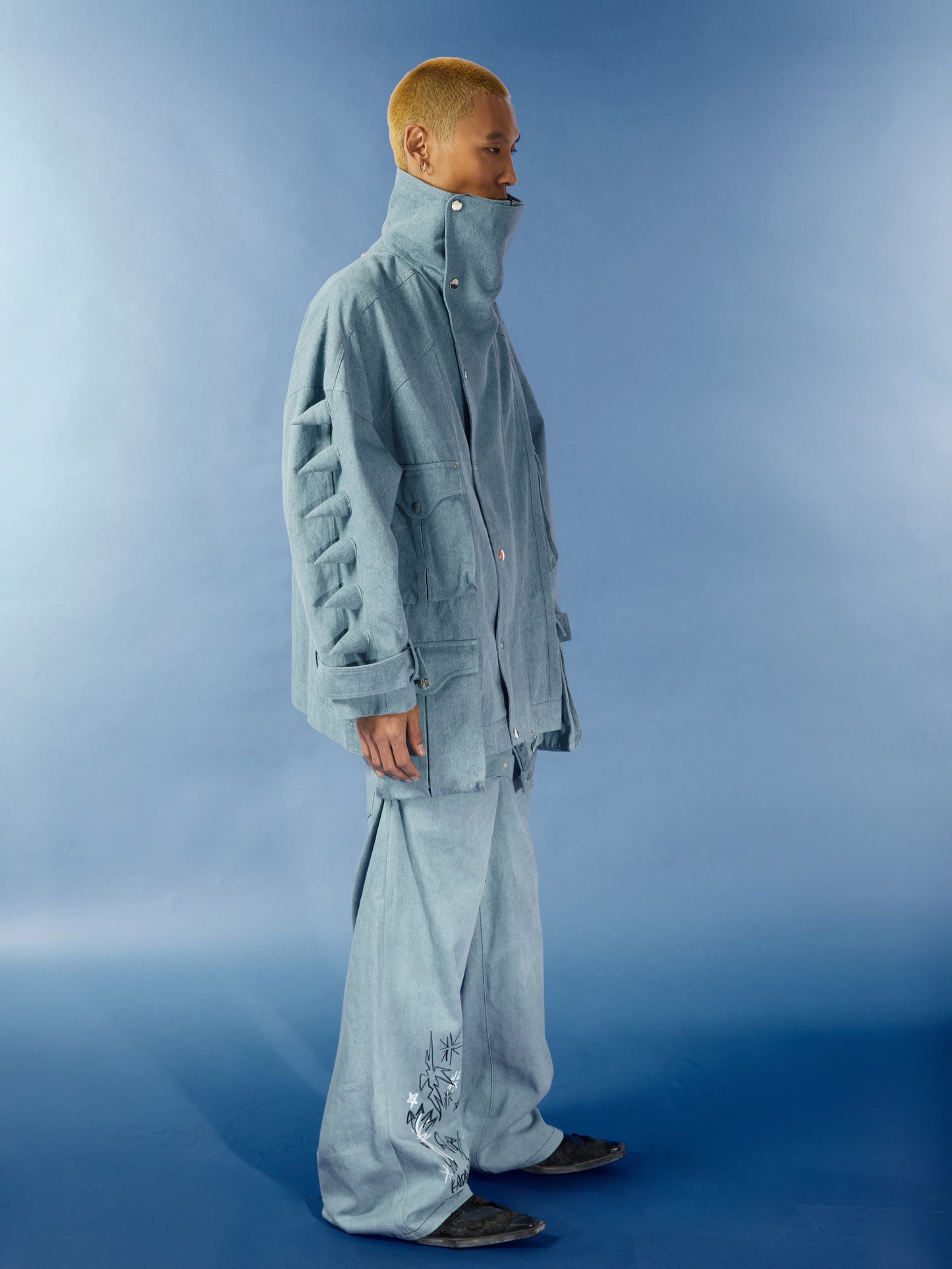 Loose vintage wash denim jacket