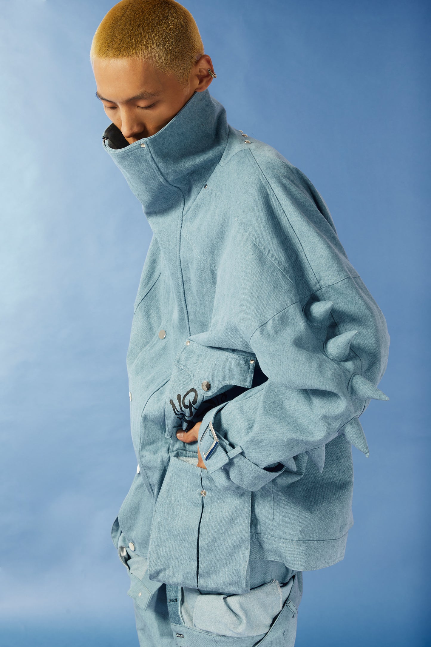 Loose vintage wash denim jacket