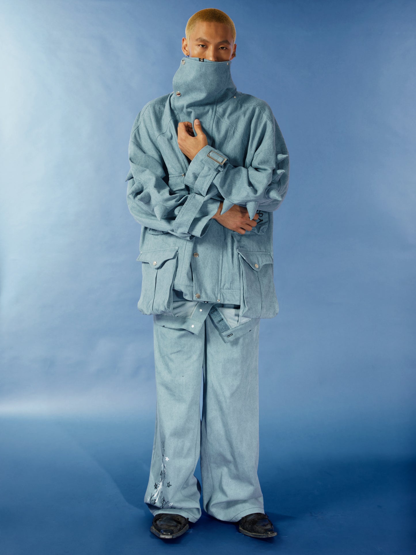 Loose vintage wash denim jacket