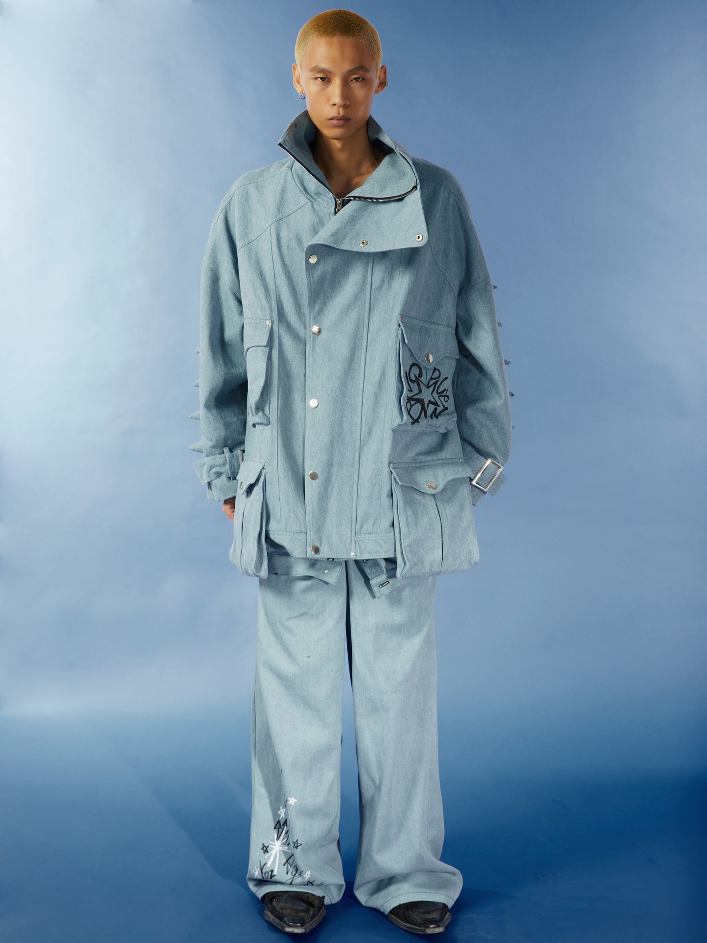 Loose vintage wash denim jacket