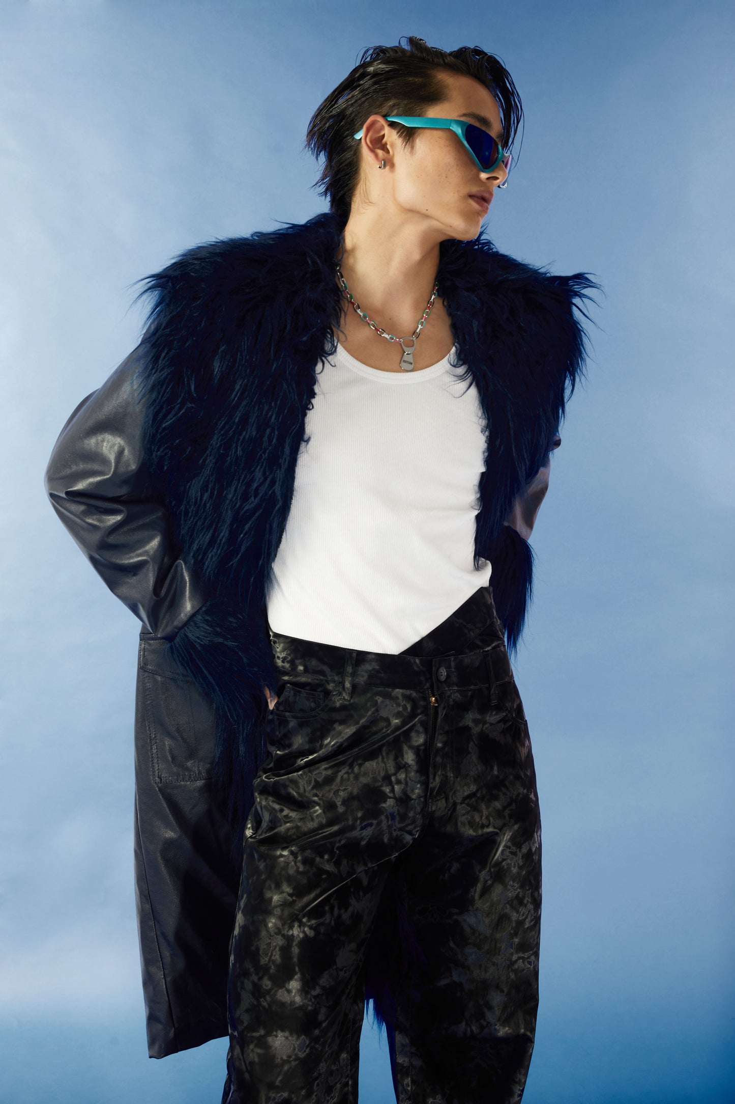 Long fur imitation fur coat