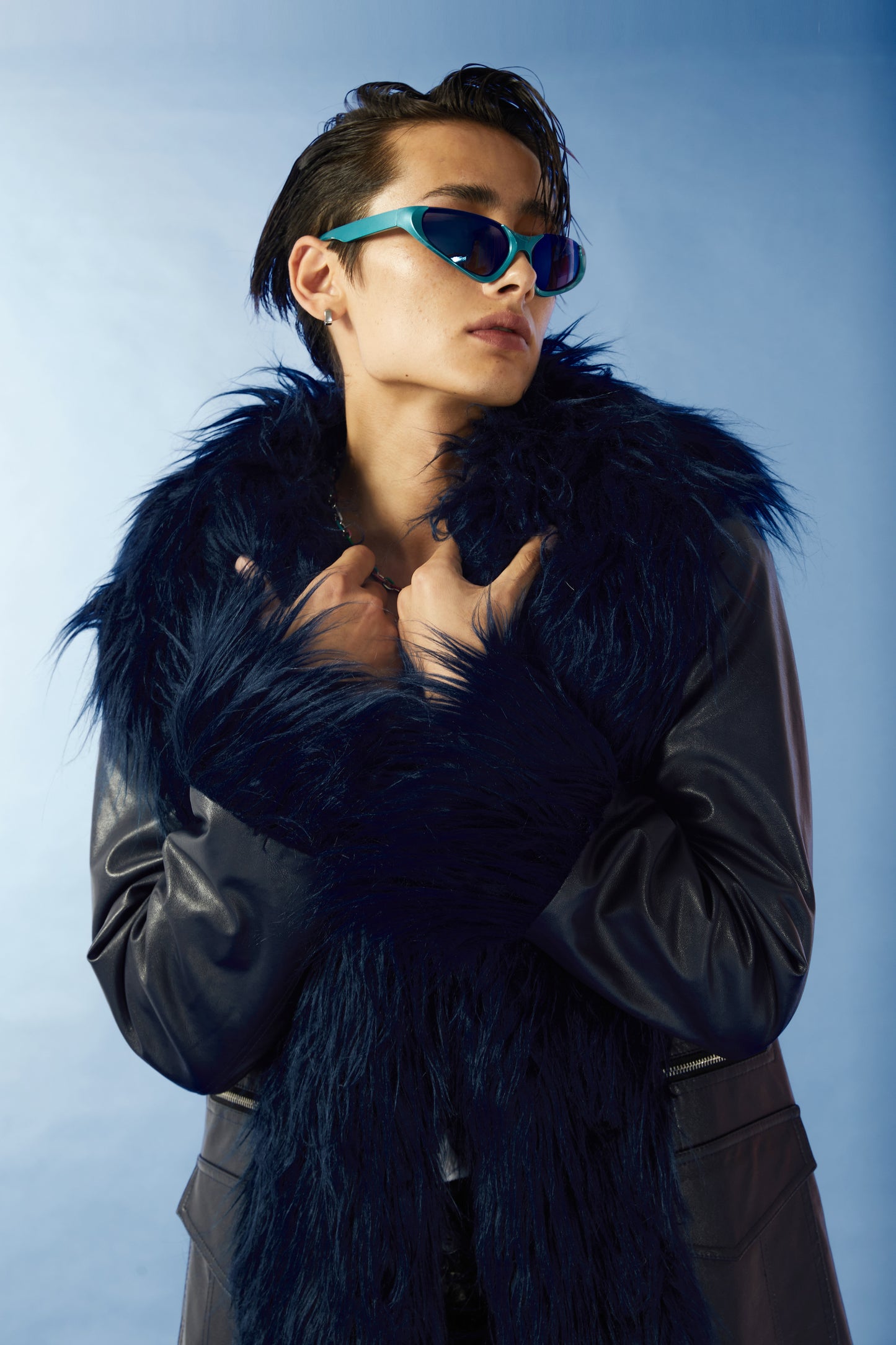 Long fur imitation fur coat